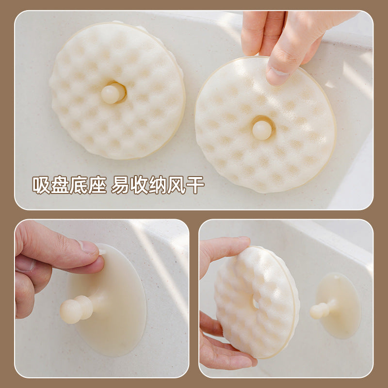 CouldNook Round Dish Sponge - Textured Faces And Separate Suction Holder