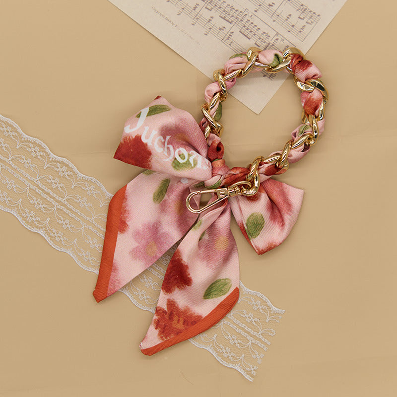 CouldNook Bow Scarf Phone Wrist Strap - Rose Pattern Loop