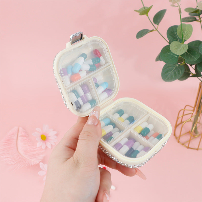 CouldNook Decorative Pill Containers And Cutter - Rhinestone Finishes And Shapes