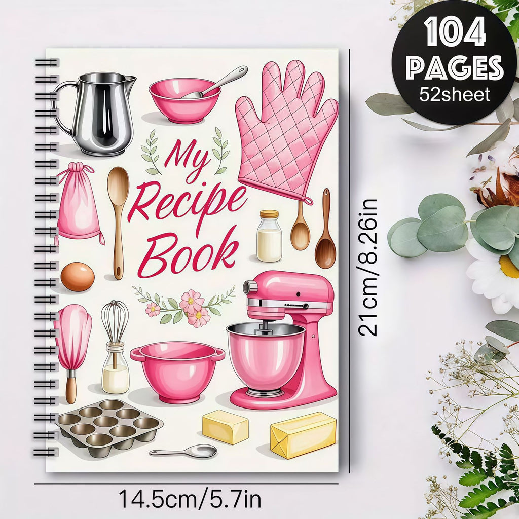 CouldNook Spiral Recipe Notebook - Illustrated Kitchen Cover And Guided Pages