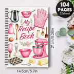CouldNook Spiral Recipe Notebook - Illustrated Kitchen Cover And Guided Pages