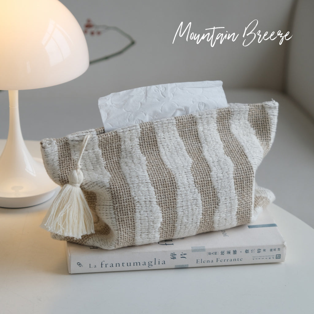 CouldNook Tassel Tissue Pouch - Woven Stripes And Zip Storage