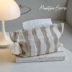 CouldNook Tassel Tissue Pouch - Woven Stripes And Zip Storage