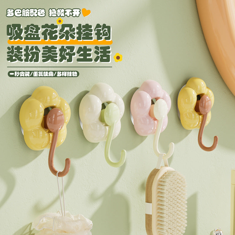 CouldNook Flower Suction Cup Hook - Rounded Petals and Curved Arm