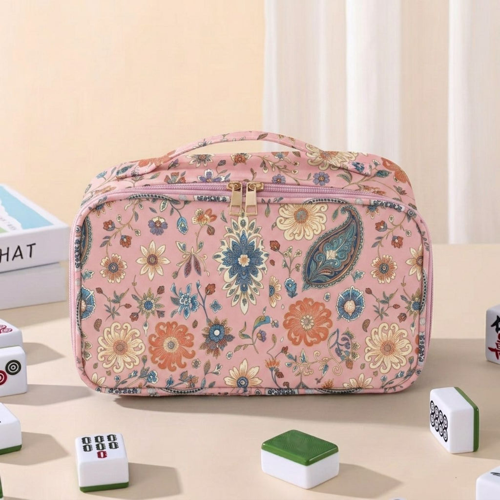 CouldNook Floral Storage Bag - Paisley Print And Twin Zipper Pulls