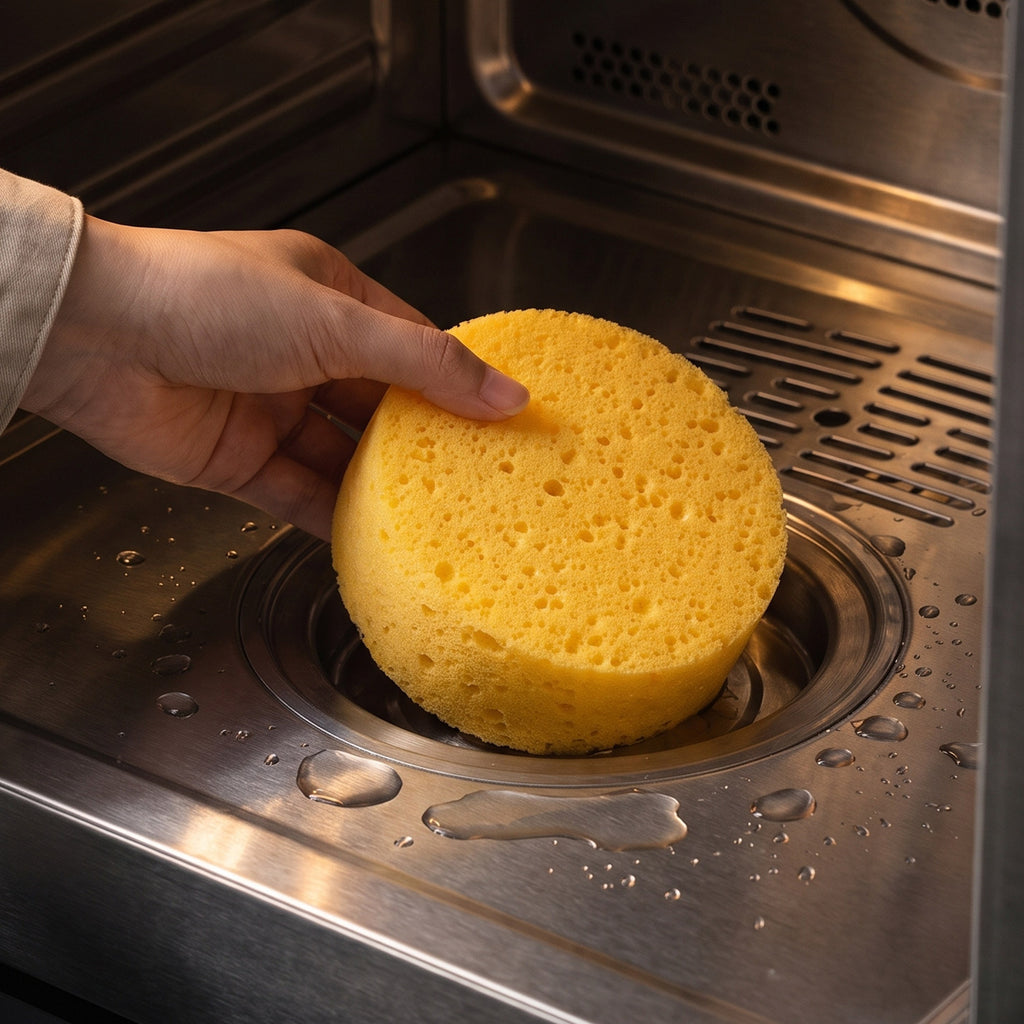 CouldNook Round Cleaning Sponge - Thick Yellow Disc And Porous Surface