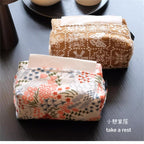 CouldNook Embroidered Tissue Box Cover - Patterned Panels And Zip Access