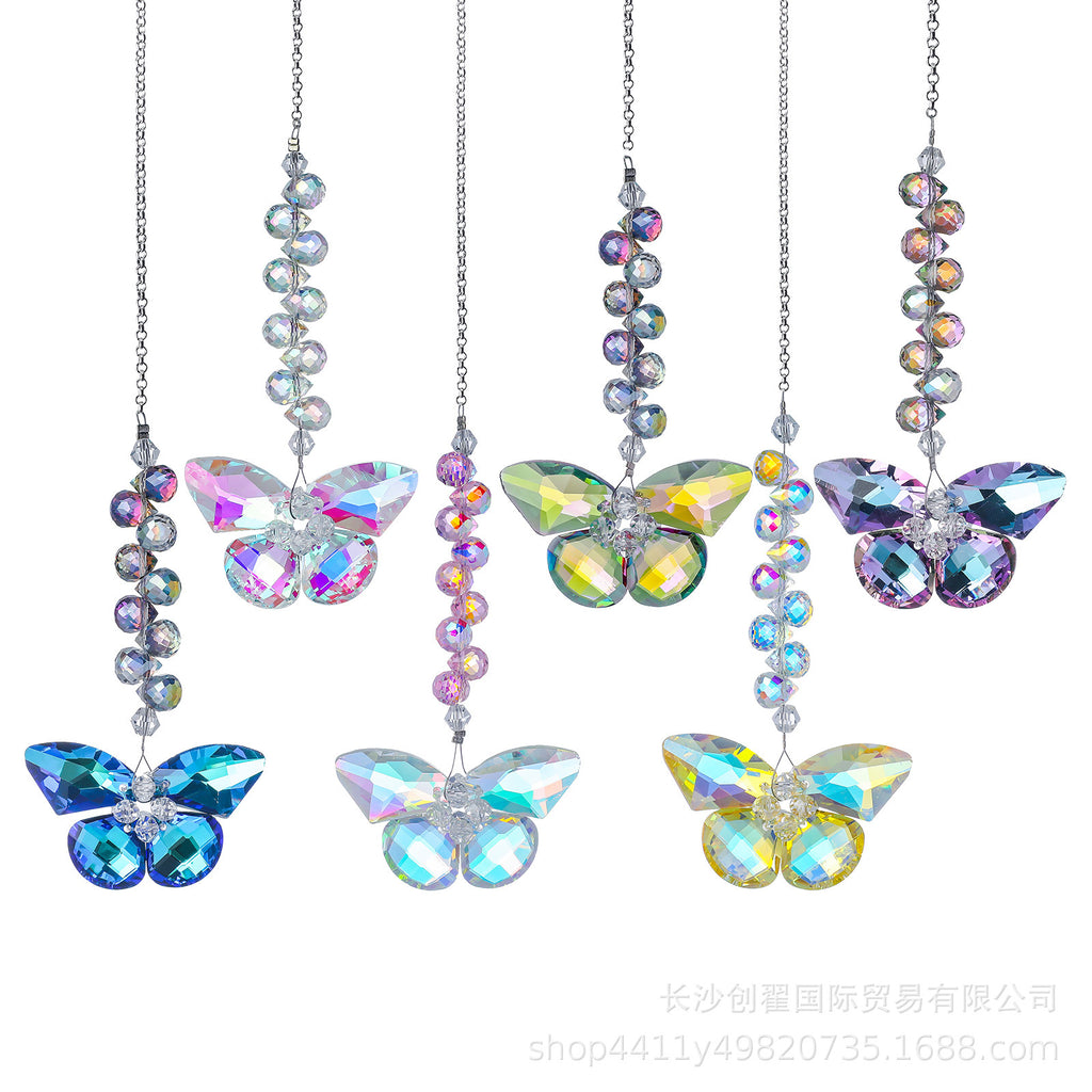 CouldNook Faceted Butterfly Suncatcher - Spiral Beads And Suspended Wings