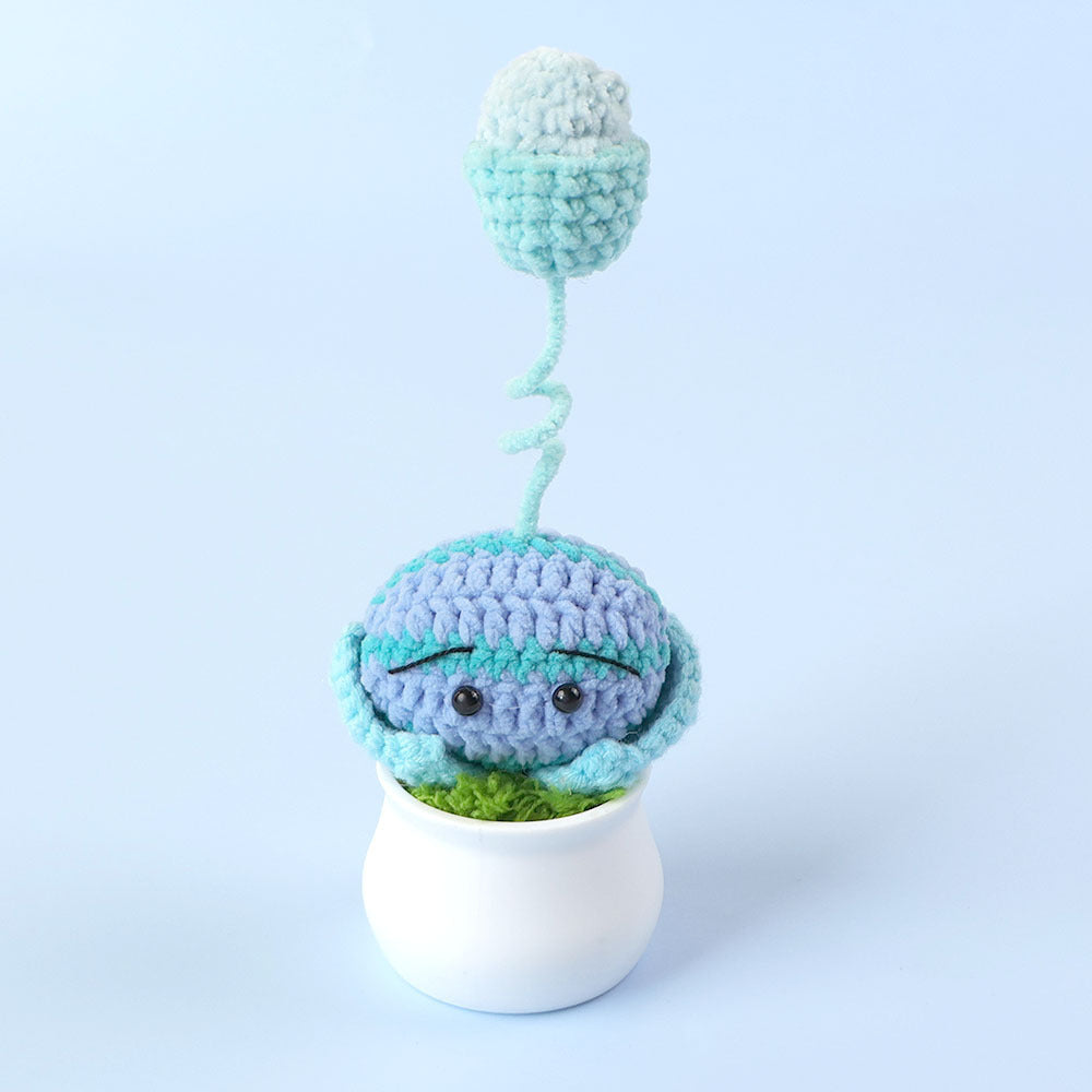 CouldNook Crocheted Character Pot Ornament - Colorful Figures And White Pots