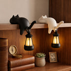 CouldNook Cat Shelf Hook - Sculpted Pose And Optional Lantern
