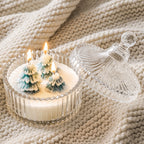 CouldNook Winter Forest Christmas Tree Scented Candle - Ribbed Glass Jar Aromatherapy Gift