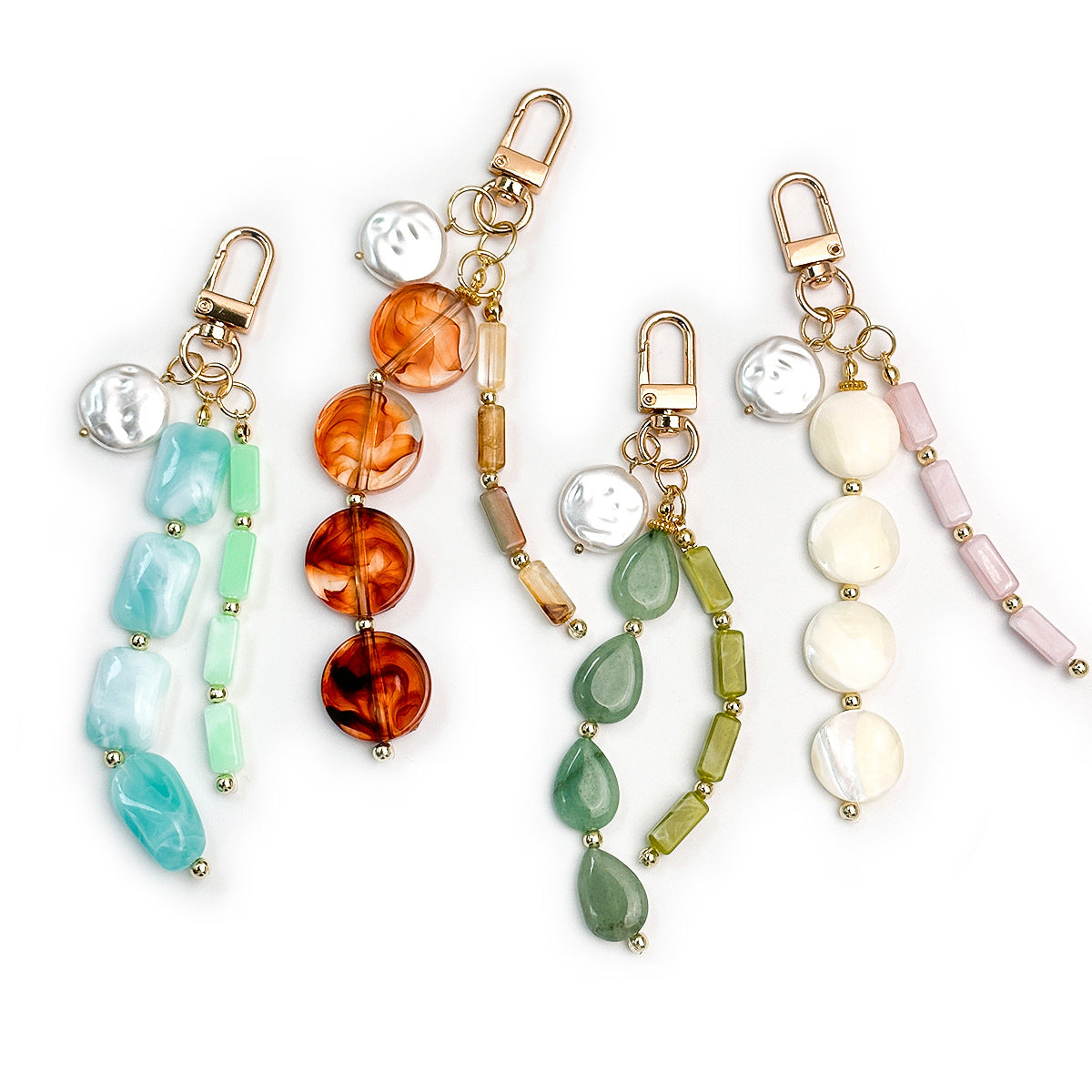 CouldNook Beaded Bag Charm - Geometric Resin Strands And Gold Tone Clip