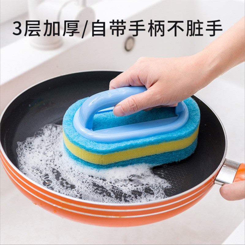 CouldNook Handled Cleaning Sponge - Raised Grip And Layered Oval Pad