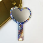 CouldNook Heart Hand Mirror - Short Straight Handle And Patterned Acetate