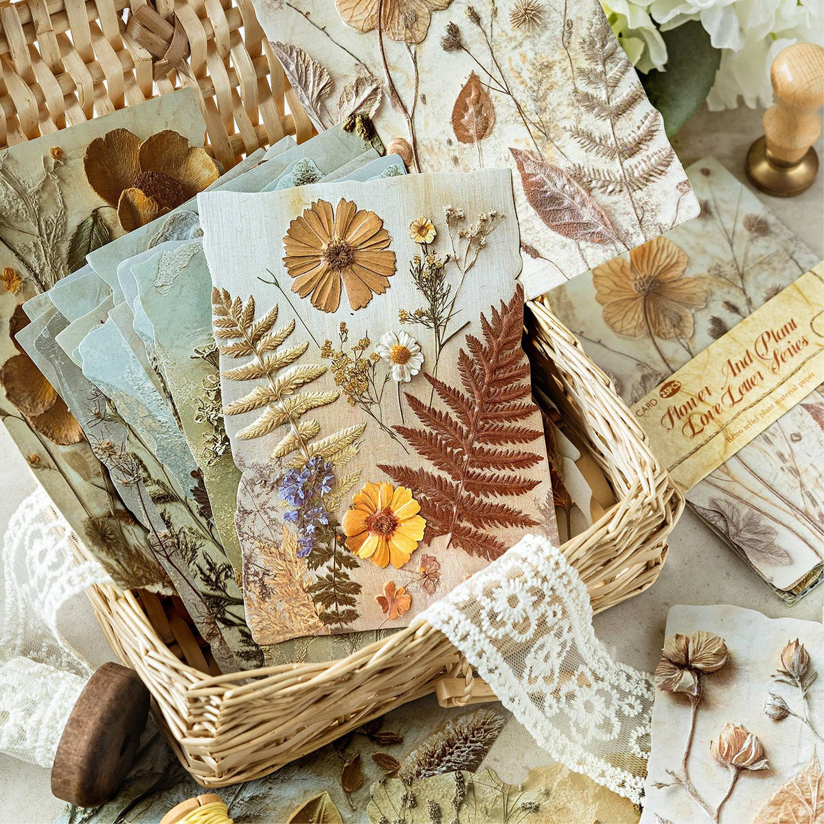 CouldNook Botanical Collage Paper - Embossed Details And Coordinated Floral Prints