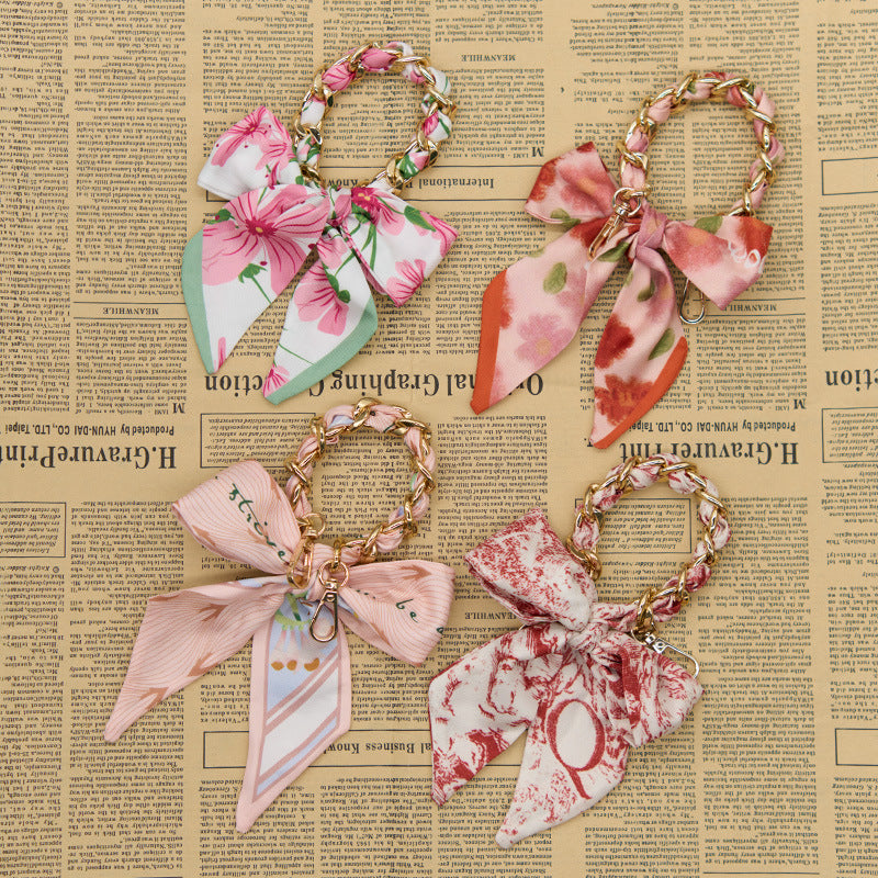 CouldNook Bow Scarf Phone Wrist Strap - Rose Pattern Loop