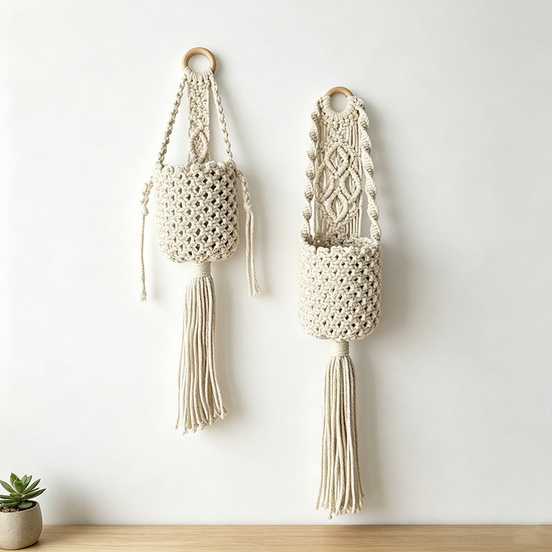 CouldNook Cotton Wall Storage Pocket - Knotted Detail and Long Tassel
