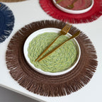CouldNook Fringed Paper Placemat - Circular Weave And Radiating Border