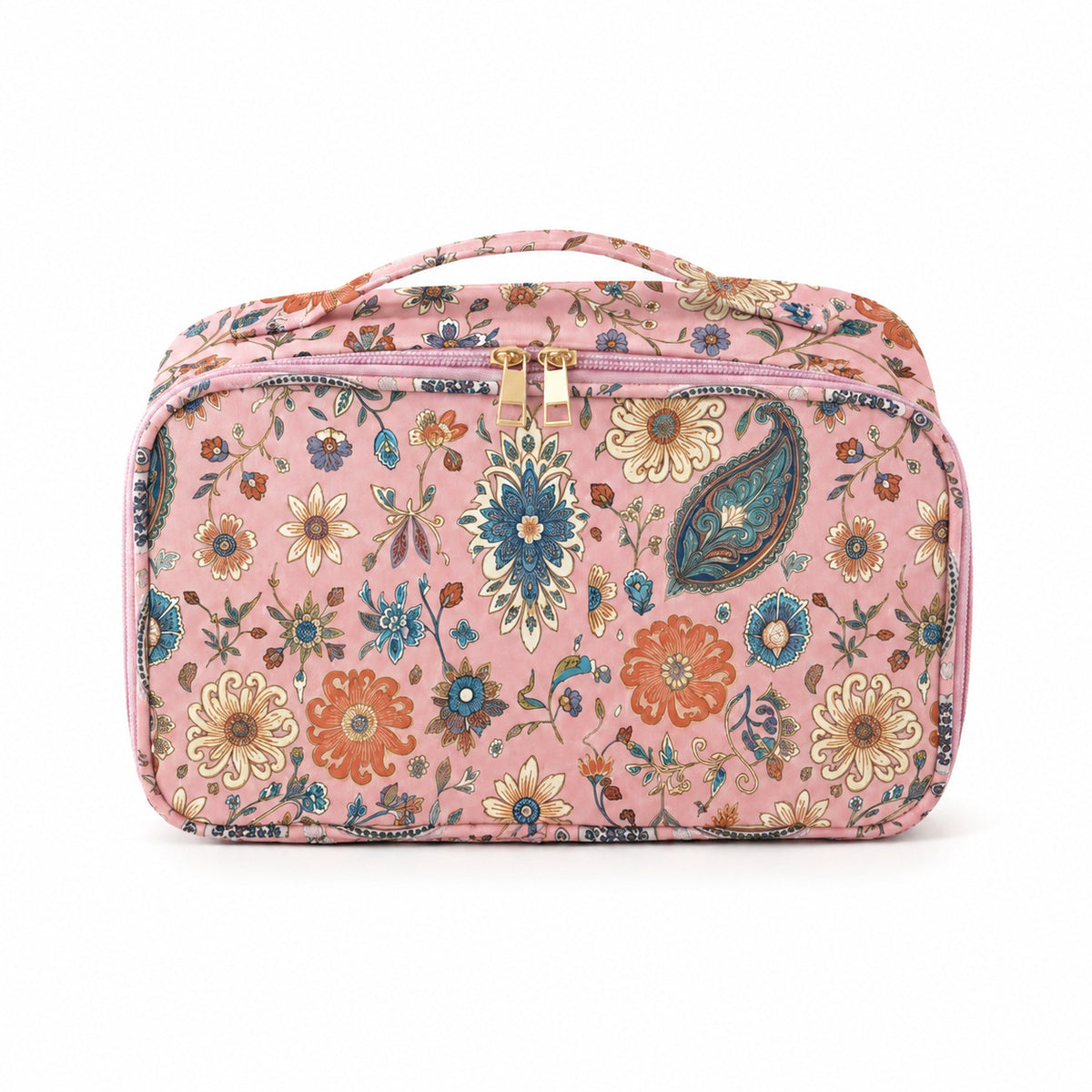 CouldNook Floral Storage Bag - Paisley Print And Twin Zipper Pulls
