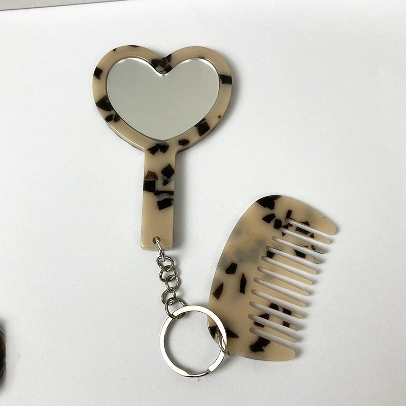 CouldNook Heart Mirror Keychain - Mini Comb And Short Chain Attachments