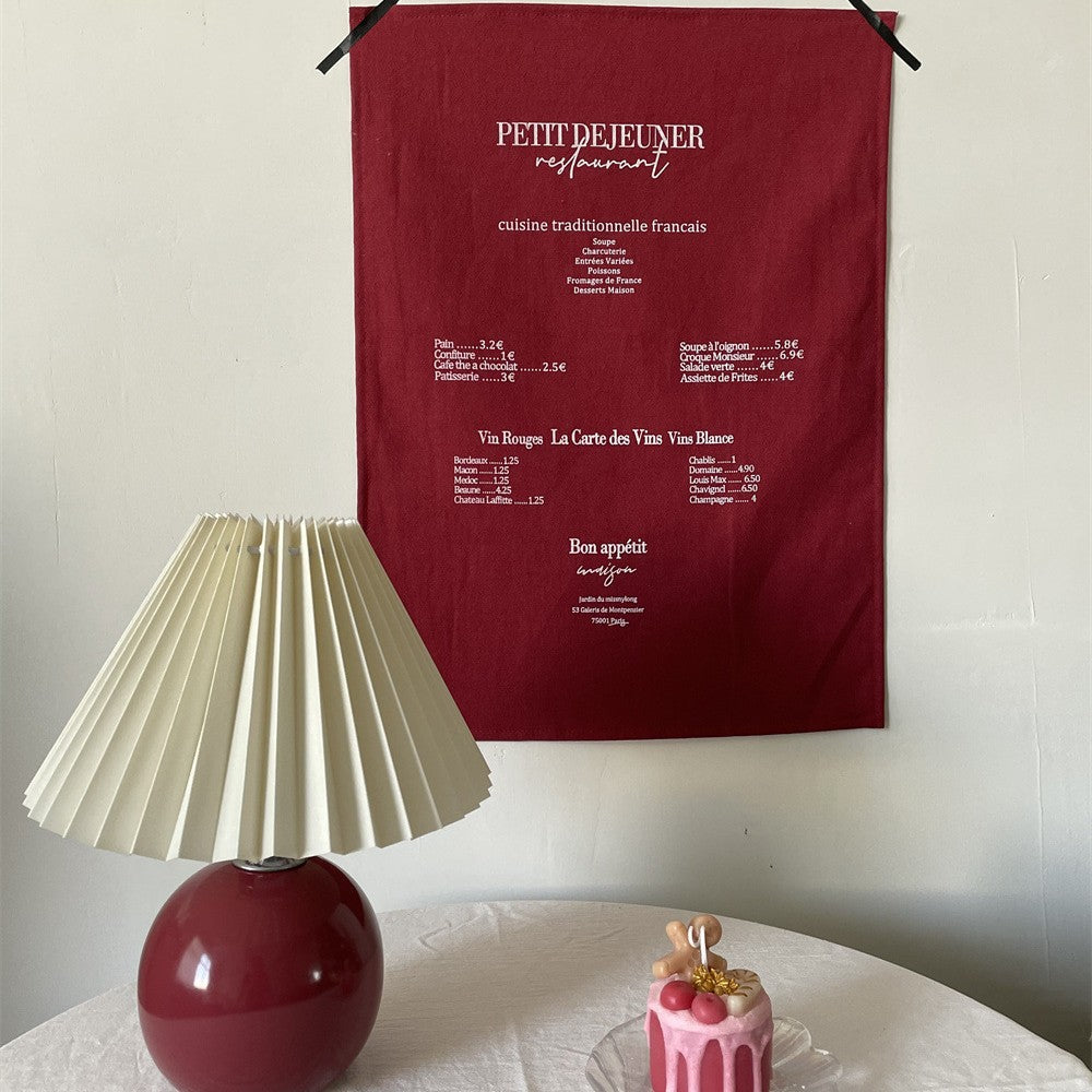 CouldNook Menu Print Table Cloth - Breakfast Lettering And Plain Ground