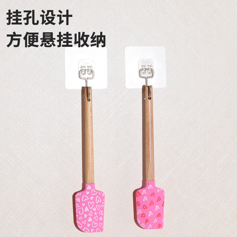 CouldNook Heart-Print Spatula - Beech Handle and Three Decorative Designs