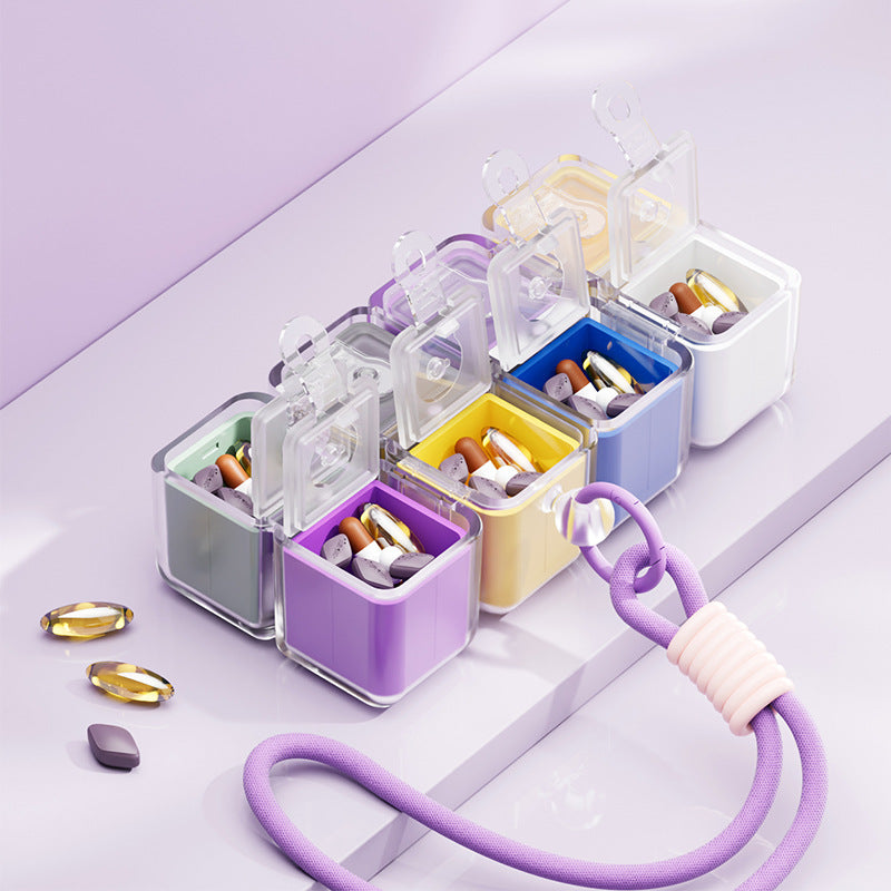 CouldNook Folding Cube Pill Organizer - Eight Lidded Compartments