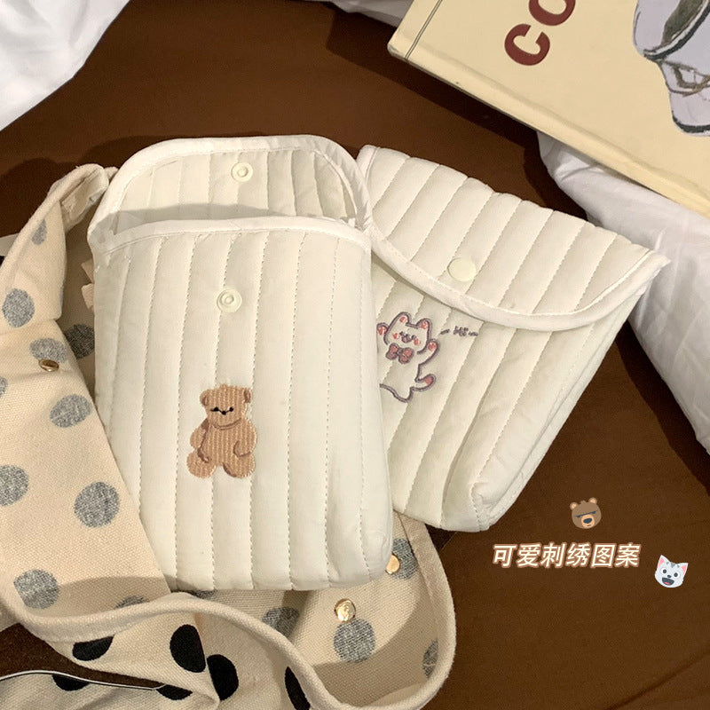 CouldNook Cute Embroidered Sanitary Pouch‑Portable Mini Storage Bag for Sanitary Napkins