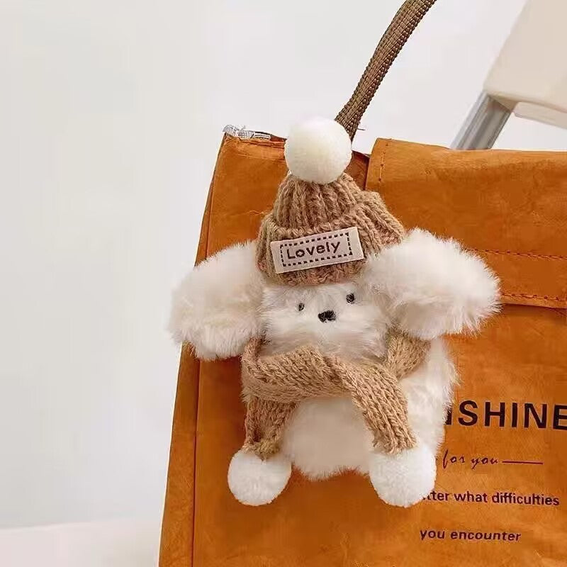 CouldNook Squeaky Winter Scarf Dog Plush Charm - Shelf and Bag Accent