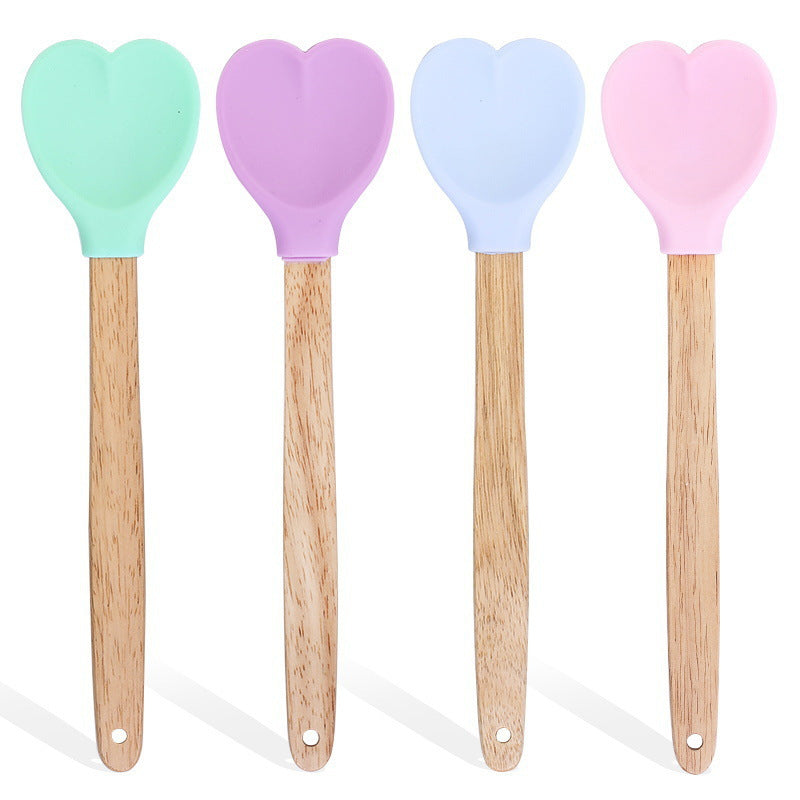 CouldNook Heart Spatula - Pastel Silicone Head and Long Handle