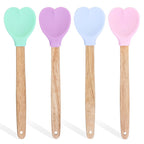 CouldNook Heart Spatula - Pastel Silicone Head and Long Handle