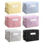CouldNook Striped Cosmetic Bag - Towel Texture And Star Zipper Pull