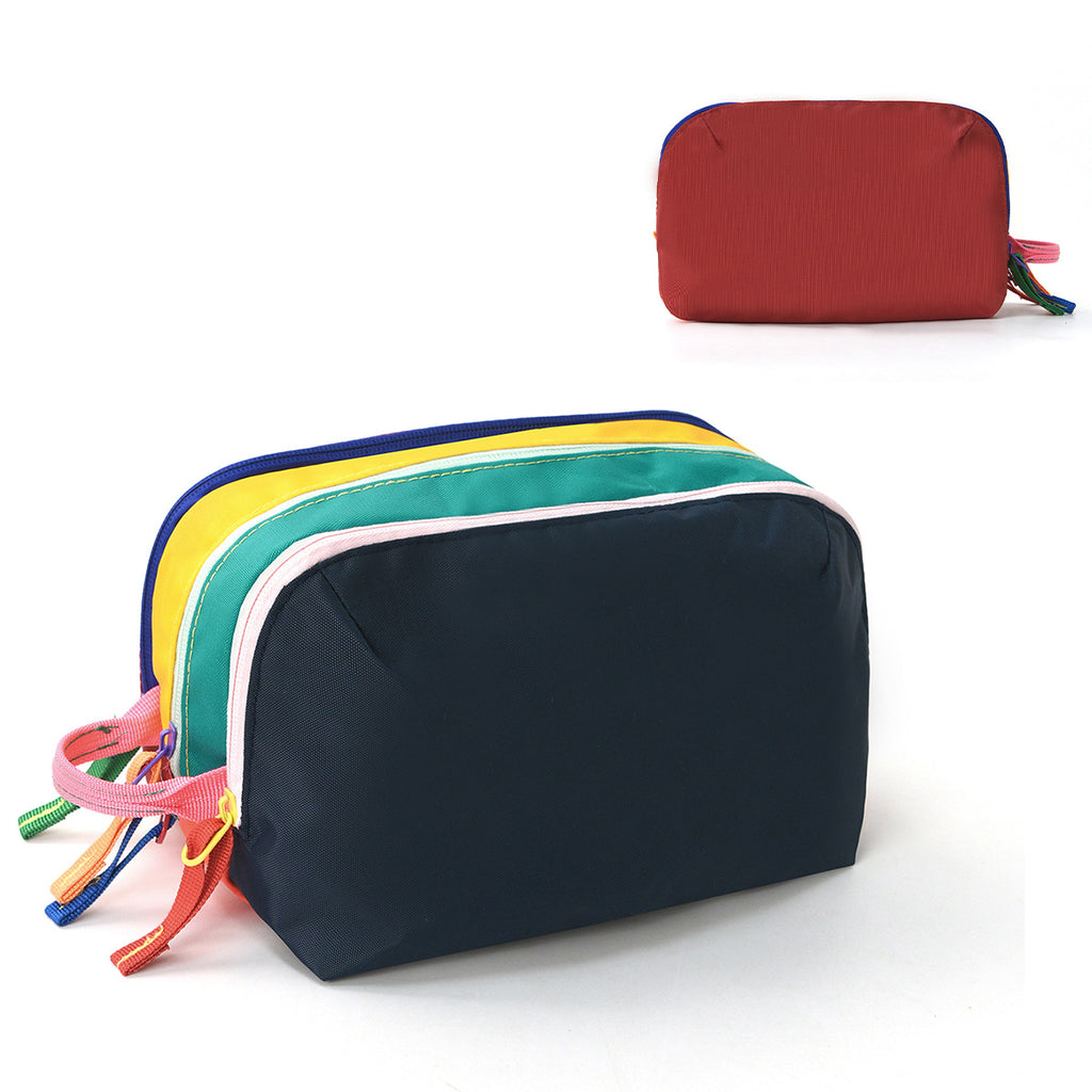 CouldNook Color Block Cosmetic Bag - Multiple Zippers And Contrasting Panels