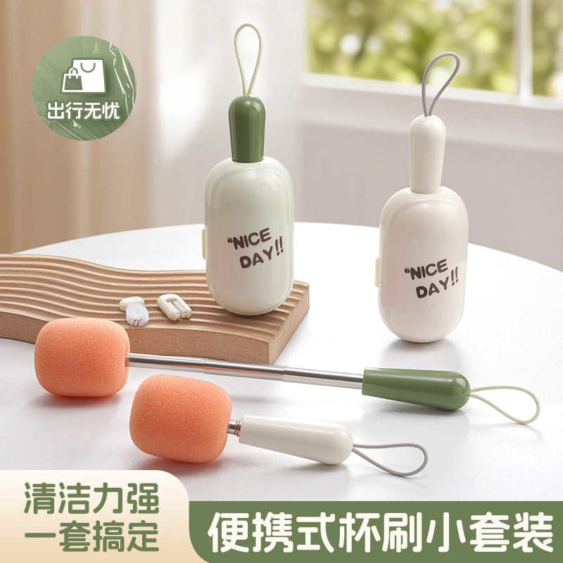 多功能杯刷可伸缩便携杯刷长柄水杯刷保温杯宝宝外出奶瓶刷杯口刷