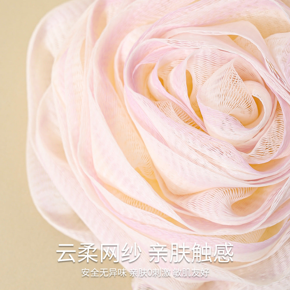 CouldNook Rose Bath Pouf - Layered Petals and Gradient Mesh