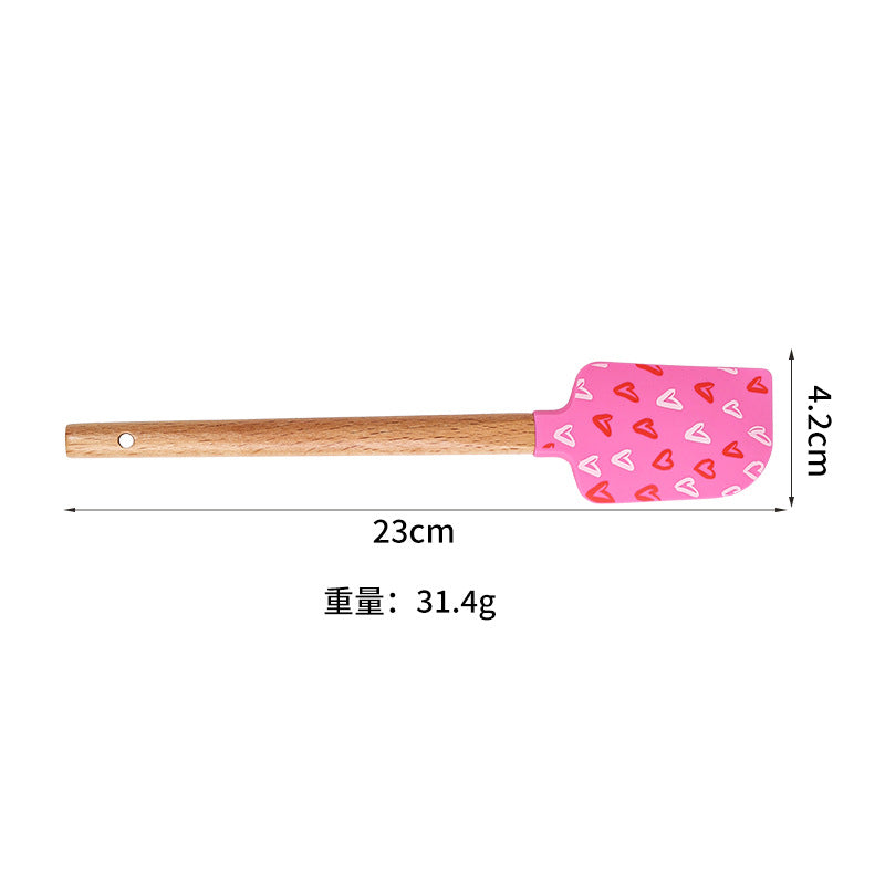 CouldNook Heart-Print Spatula - Beech Handle and Three Decorative Designs
