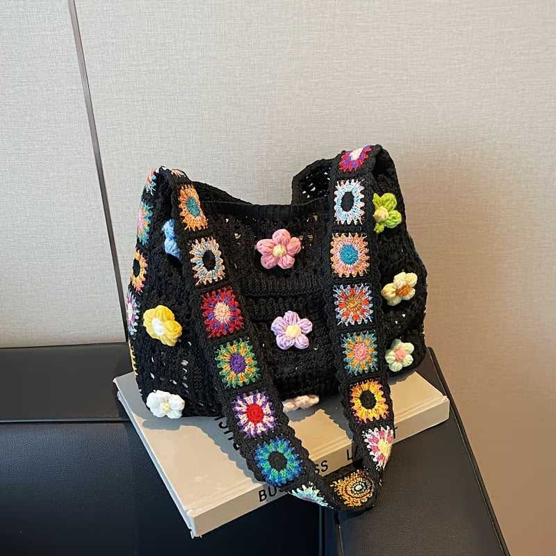 CouldNook Crochet Trim Floral Shoulder Bag - Everyday Carry Accent