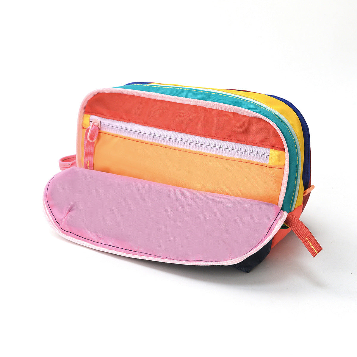 CouldNook Color Block Cosmetic Bag - Multiple Zippers And Contrasting Panels
