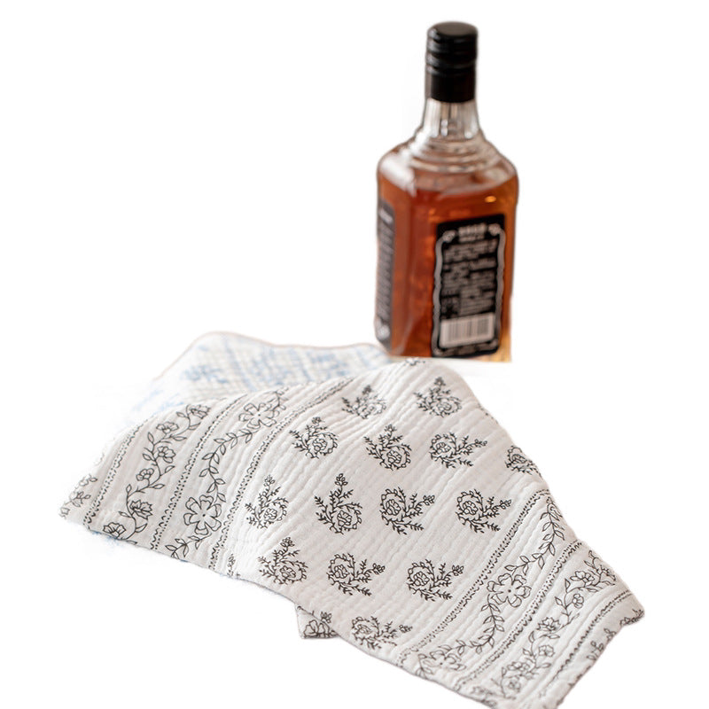 CouldNook Square Fabric Placemat - Crinkled Texture and Printed Floral Designs