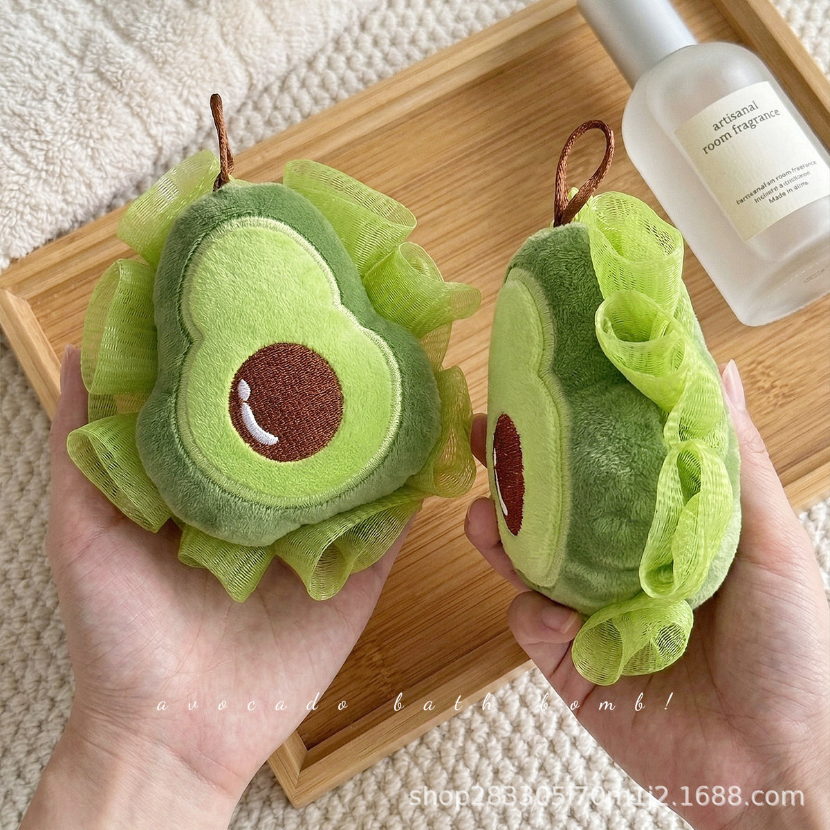 CouldNook Fruit Bath Pouf - Avocado and Watermelon Face Designs