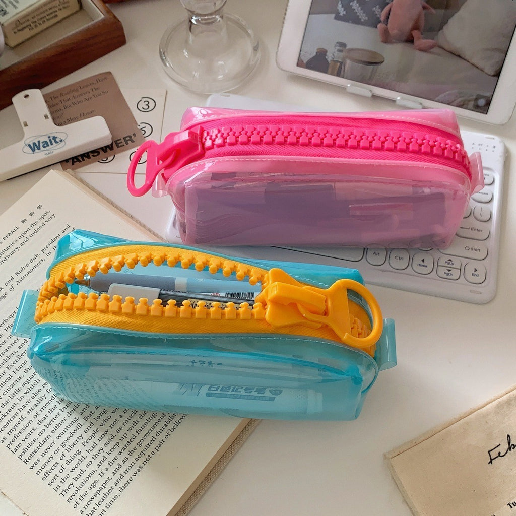CouldNook PVC Pencil Pouch - Oversized Zip And Transparent Boxy Body