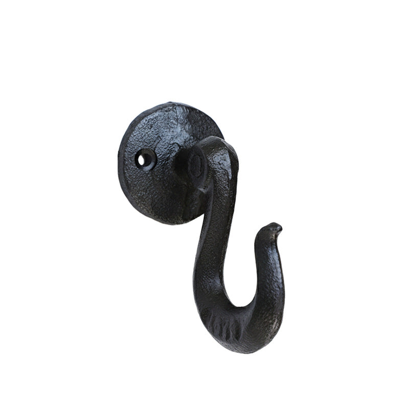 CouldNook Cast Iron Wall Hook - Curved Arm and Round Backplate