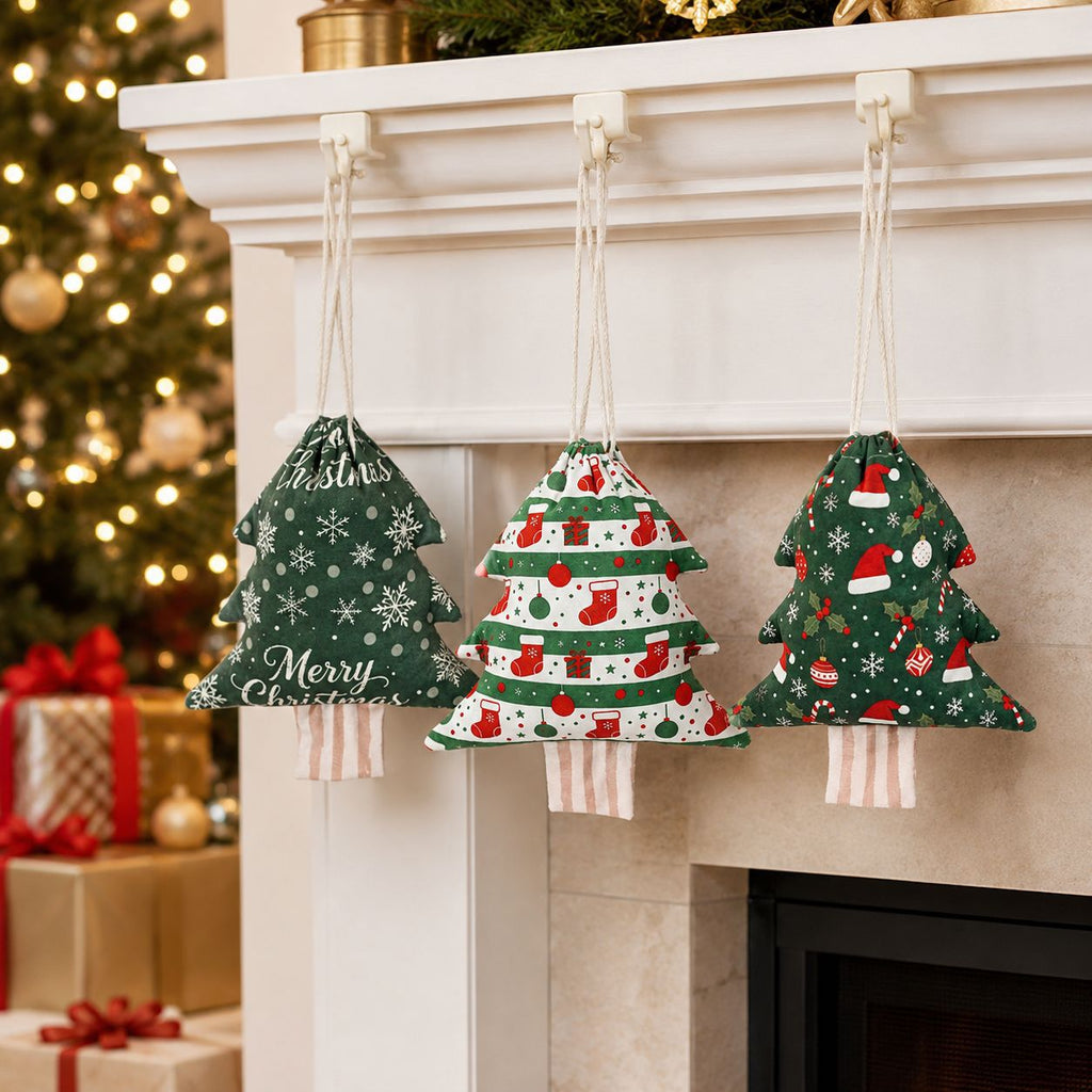 CouldNook Christmas Tree Gift Bag - Drawstring Closure And Printed Fabric