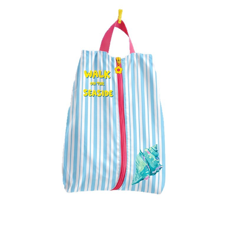 CouldNook Striped Shoe Bag - Central Zipper And Carrying Handle
