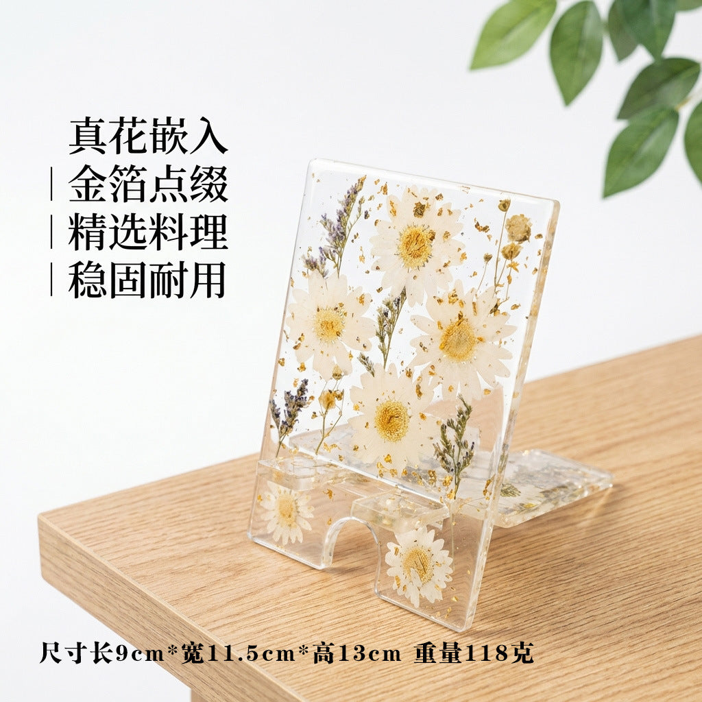 CouldNook Floral Resin Phone Stand - Clear Panels and Embedded Blooms