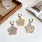 CouldNook Flower Mirror Keychain - Patterned Petals And Round Clasp
