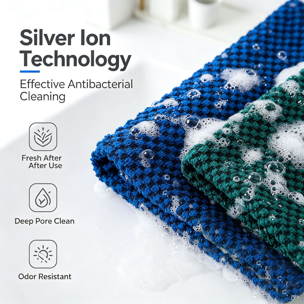 CouldNook Checked Back Scrubber - Two Textured Sides And Loop Handles