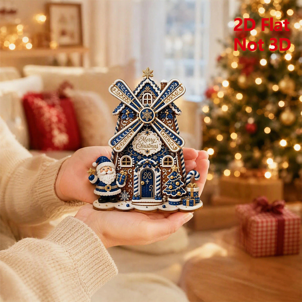 CouldNook Windmill House Magnet - Christmas Print And Rotating Blade Detail