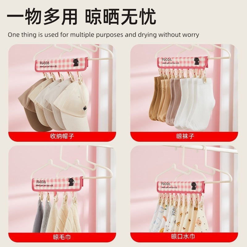 CouldNook Folding Clip Organizer - Checked Fabric And Hanging Clip Row