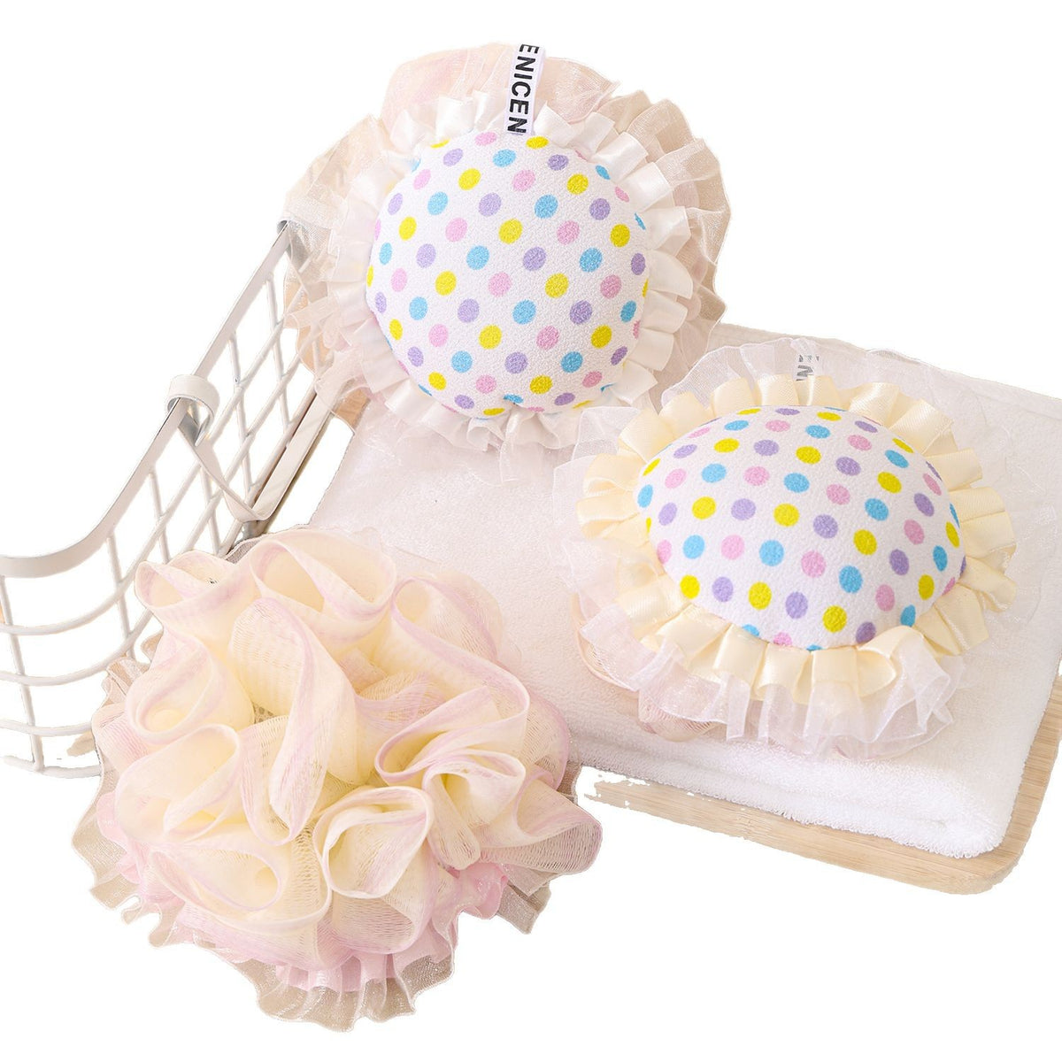 CouldNook Sunflower Bath Pouf - Dotted Center and Pleated Petal Edge